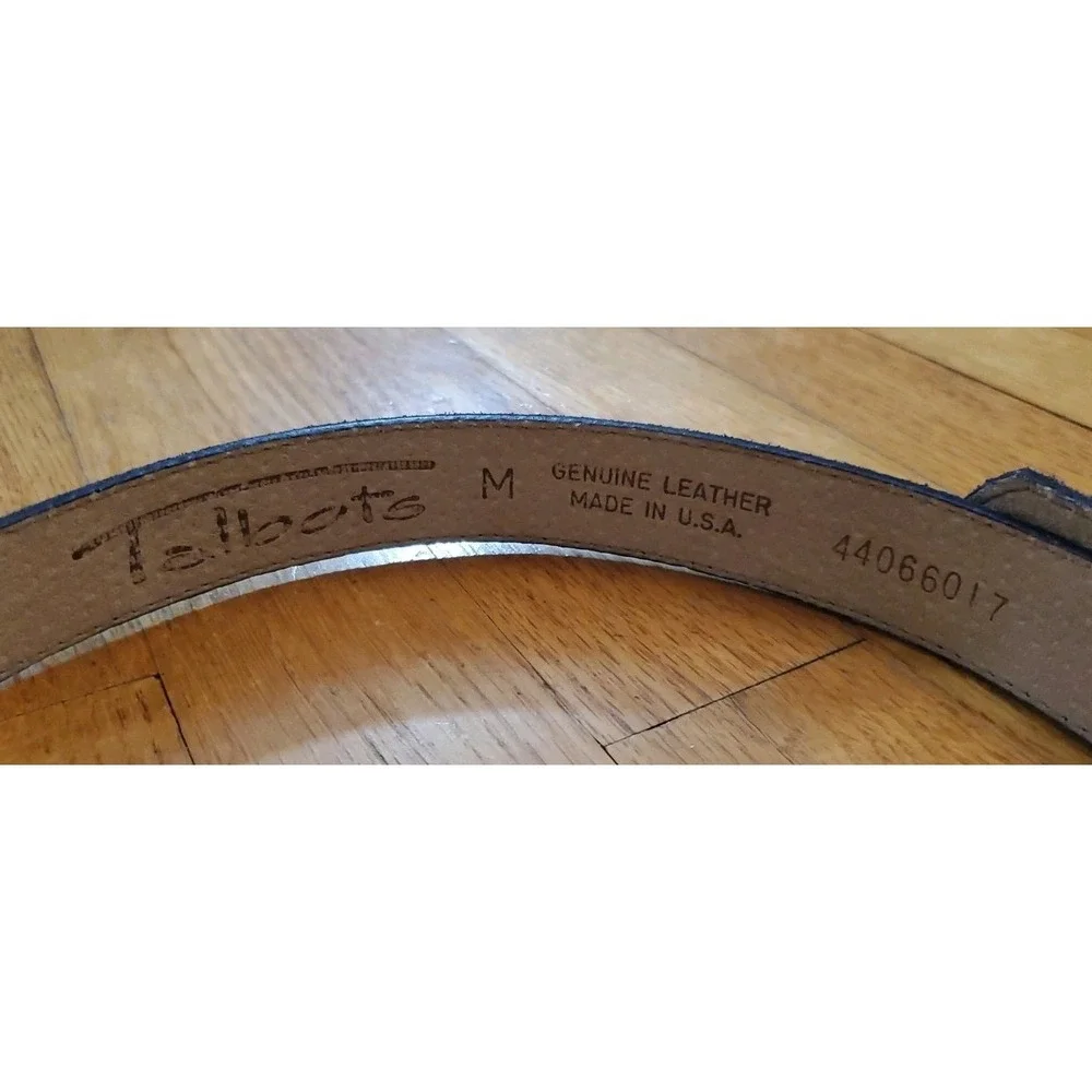 Talbots Black Genuine Leather Suede Belt Golden Buckle USA Womens M Old Money